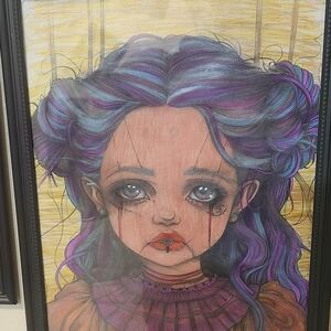 Framed Art Print with Purple and Blue Accents